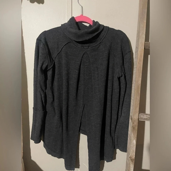 We the Free Turtle Neck Open Back Top Dark Gray Color - Picture 6 of 8
